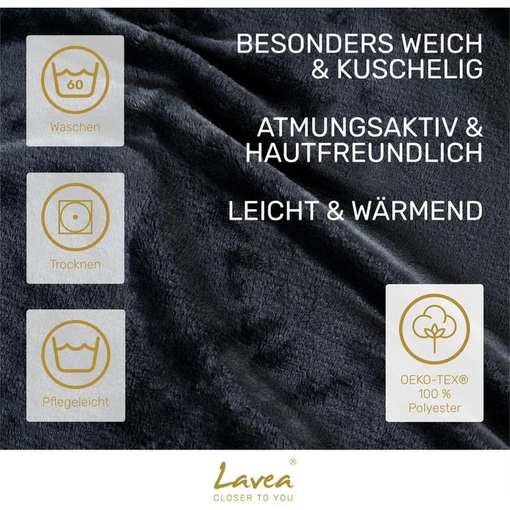 Wohndecke Kuscheldecke, Fleecedecke, Wolldecke flauschig und weich, Lavea, Sofadecke, Atmungsaktiv & Hautfreundlich, Decke – Bild 3