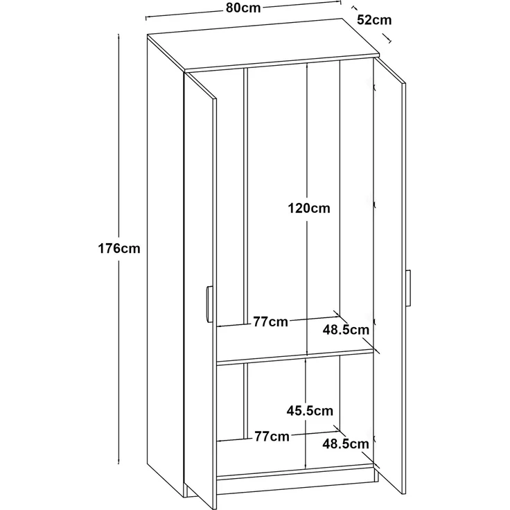 Kleiderschrank Eiselfing 176x80x52 cm 1 Fach Weiß [en. casa] – Bild 4