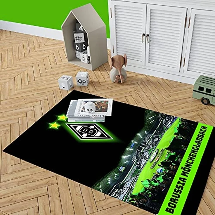 BERONAGE Kinderteppich Borussia Mönchengladbach Teppich Borussia-Park 100x120 cm, rechteckig, Höhe: 10 mm, rutschfest – Bild 3