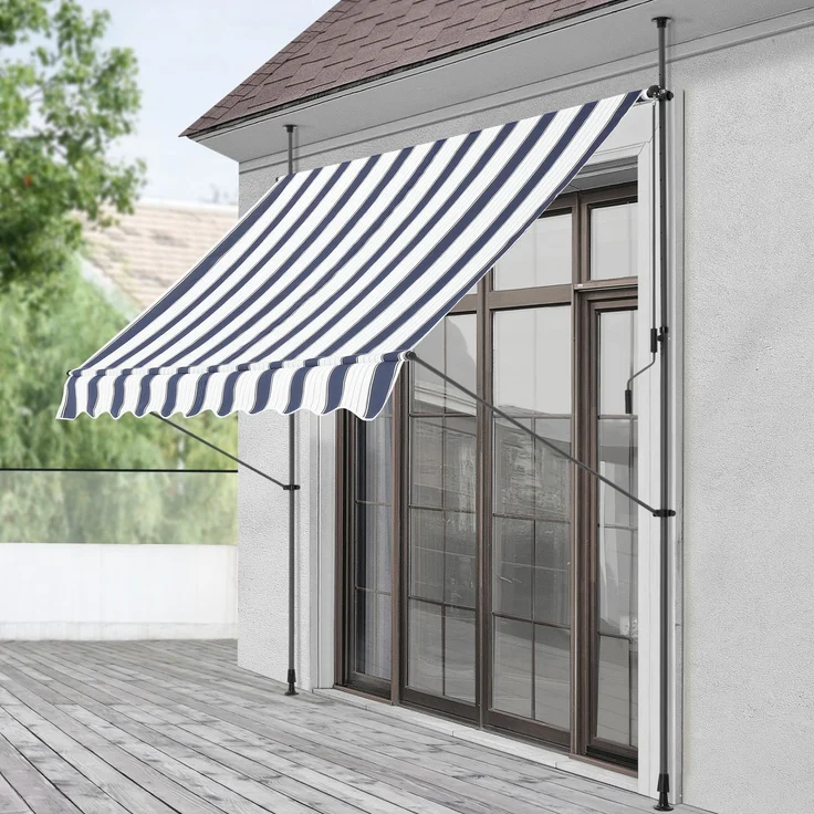 Klemmmarkise Stem 200x120x220-309 cm Dunkelblau / Weiß [pro. tec] – Bild 1