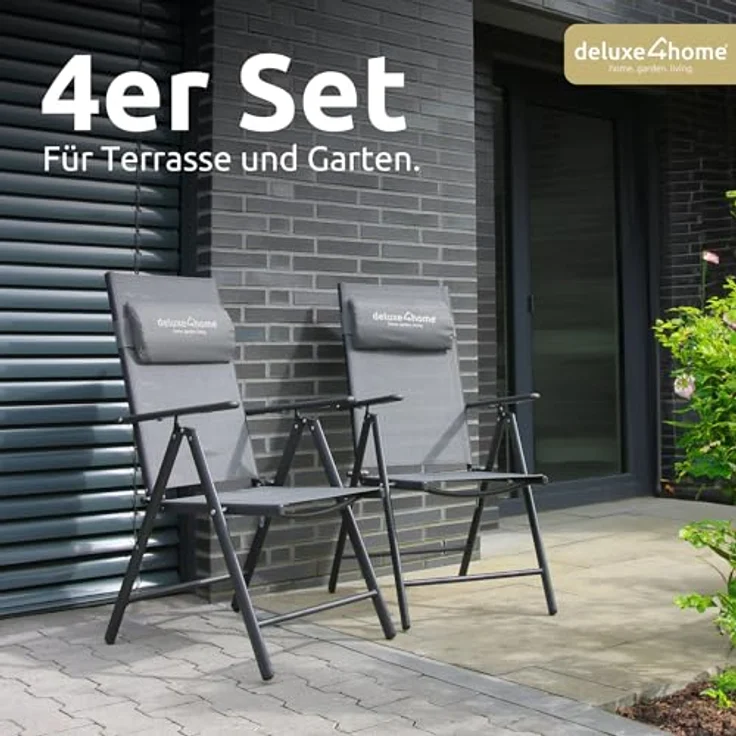 deluxe4home Gartenstuhl Hochlehner aus Metall, Klappbar & 7-stufig verstellbar – Bild 4