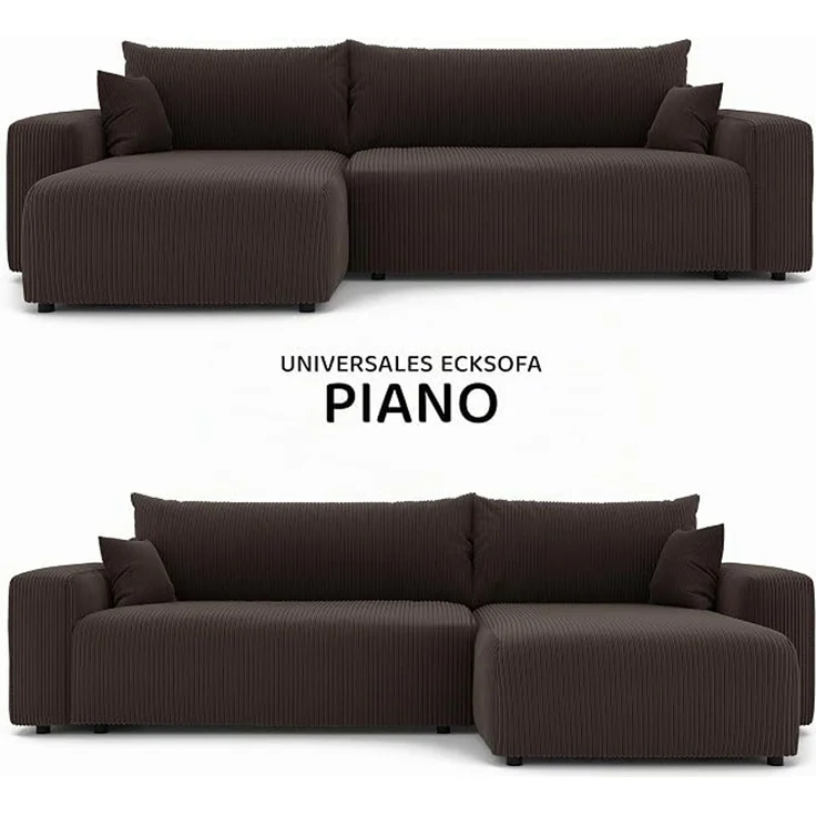 XL-Ecksofa mit Schlaffunktion & Stauraum, Braun, 278 x 145 cm – Bild 4