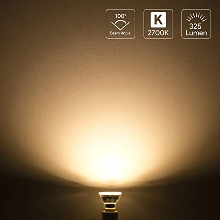 Lepro GU10 LED Warmweiß Lampe, 4W Ersetzt 50W Glühbirne, 325 Lumen, 2700K, Flimmerfrei, 100° Abstrahlwinkel, Nicht Dimmbar, 10er-Pack – Bild 2