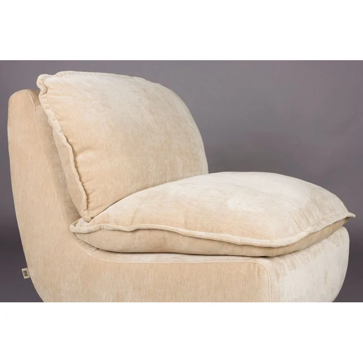 Loungesessel Radley Beige mit Veloursbezug, Holzbeinen von Dutchbone – Bild 8