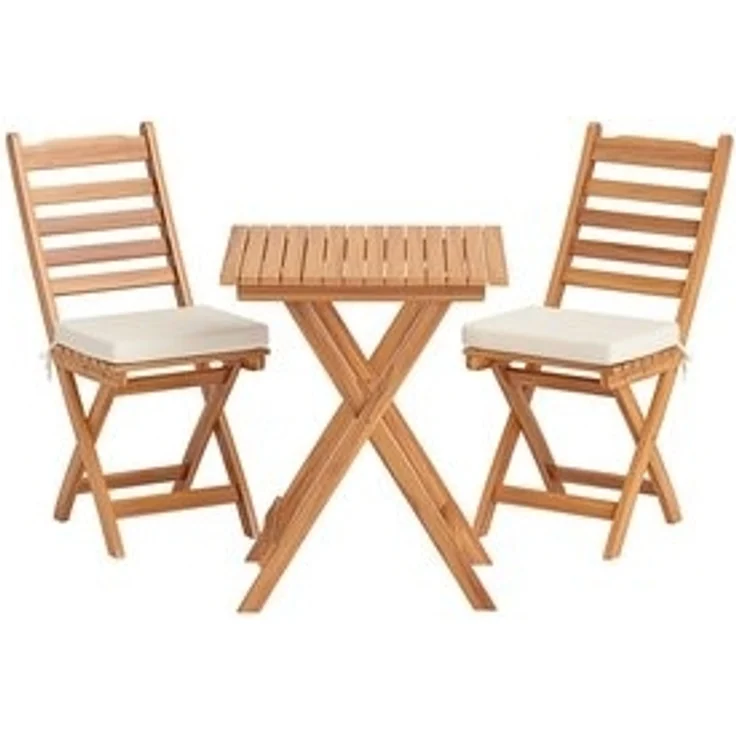 COSTWAY Balkonset, (3-tlg), Bistroset klappbar, mit Sitzkissen, Akazienholz – Bild 6