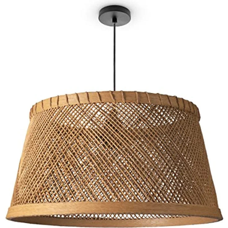 Paco Home Deckenlampe Bambus Hängeleuchte Boho, Vintage Korblampe Natur (Ø42 cm), E27 Fassung, inklusive Dübel und Schrauben – Bild 1