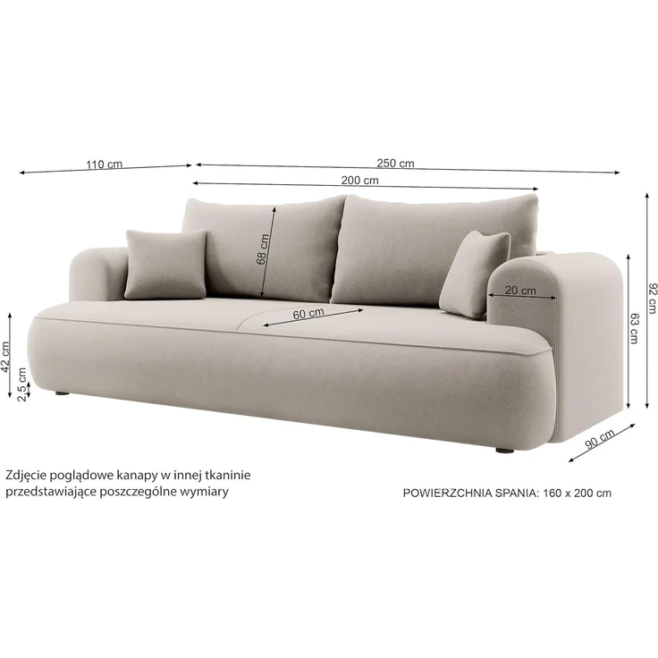 Selsey Sofa Schlafsofa Couch Mit Stauraum Schlaffunktion 3 Sitzer Pflegeleicht Polyurethanschaum Boucle Dunkelgrau OVO – Bild 3