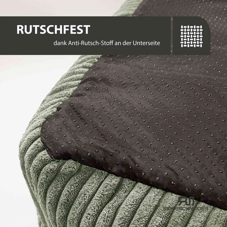 ROHRSCHNEIDER Hundebett - Cord, Hundekorb, Tierbett, Wendekissen, Bezug waschbar, rutschfest Salbeigrün 15x55x42cm – Bild 5