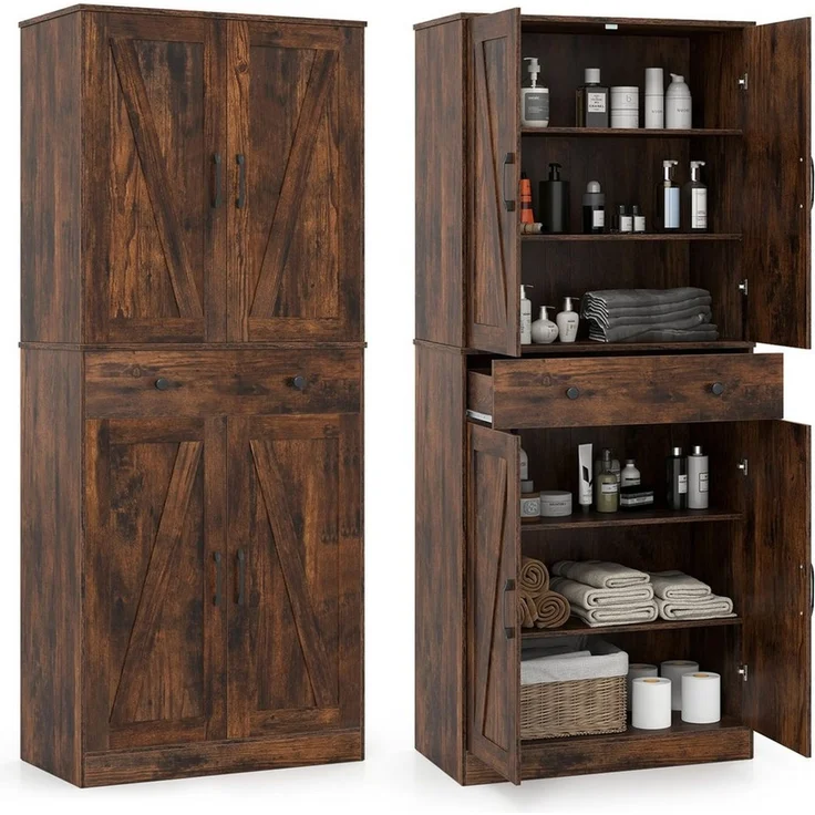 COSTWAY Vorratsschrank Küchenbuffet mit verstellbarem Regal, Schublade weiß – Bild 5