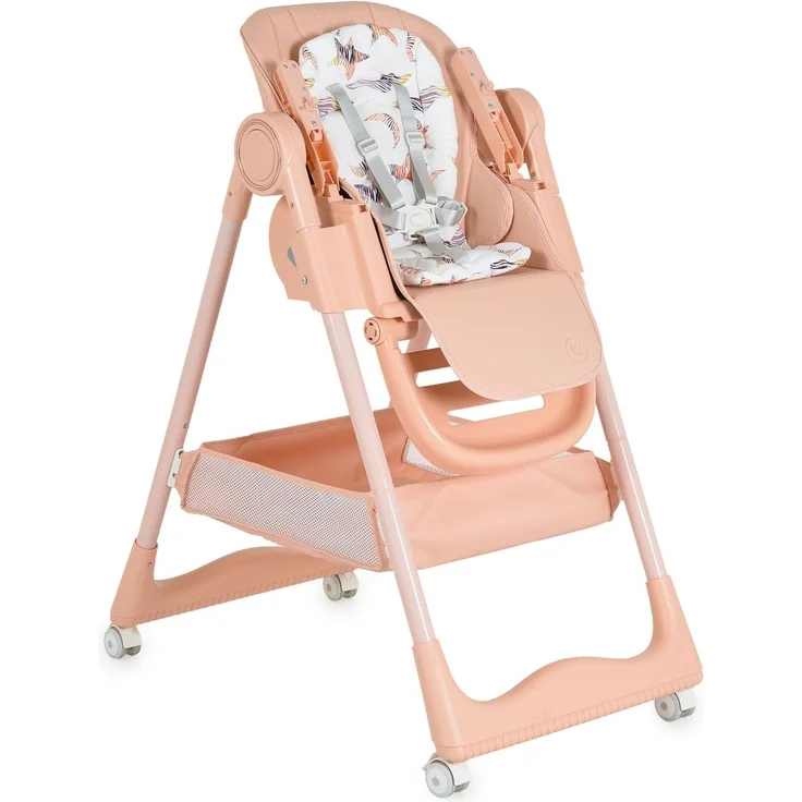 Moni Kinderhochstuhl Surprise faltbar Lätzchen Schüssel Löffel Gabel Räder Korb rosa – Bild 2