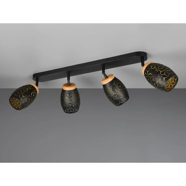 Deckenstrahler BIDAR Schwarz Gold 4-flammig mit Stanzmuster, Breite 74cm – Bild 5