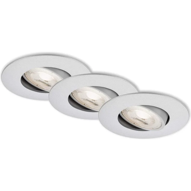 Briloner 3er Set LED Einbauleuchte Nava chrom-matt Ø 9 cm warmweiß dimmbar
