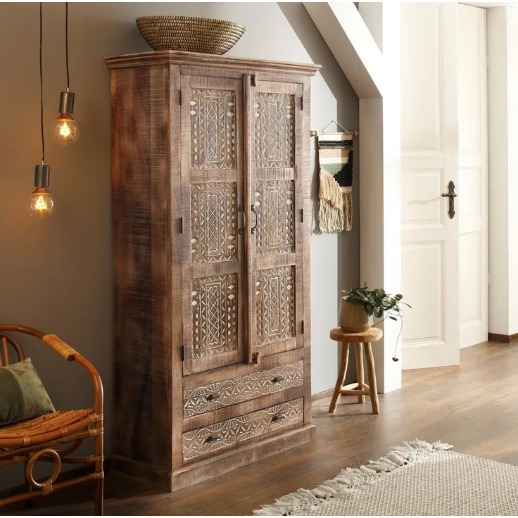 Home affaire Kleiderschrank Maneesh aus massivem Mangoholz und vielen Stauraummöglichkeiten, Höhe 190 cm