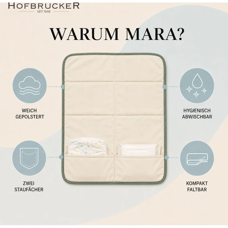 Hofbrucker® Windeltasche, Wickeltasche mit Wickelunterlage für unterwegs, faltbare Wickelclutch mit Organizer für Windeln & Feuchttücher, Abwischbar, Must Have für die Baby Erstausstattung (Salbei) – Bild 4