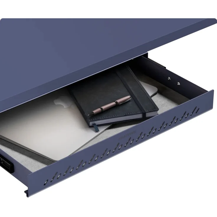 Schubladen-Organizer unter dem Schreibtisch, 41 x 27 x 5 cm, Hochwertiger Stahl, Ausziehbarer Platzsparer Blau – Bild 1