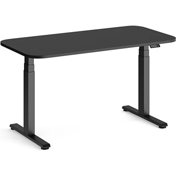 Steelcase Solo Elektromotorisch höhenverstellbarer Homeoffice-Schreibtisch, programmierbares Bedienpaneel, Antikollisionssensor und Kabelnetz, Tischplatte in Schwarz, Gestell in Perlschwarz – Bild 2