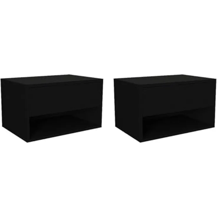 Vente-unique - RITAMI Nachttisch Holz, Platte Schwarz - B 40 cm x H 35 cm x L 60 cm