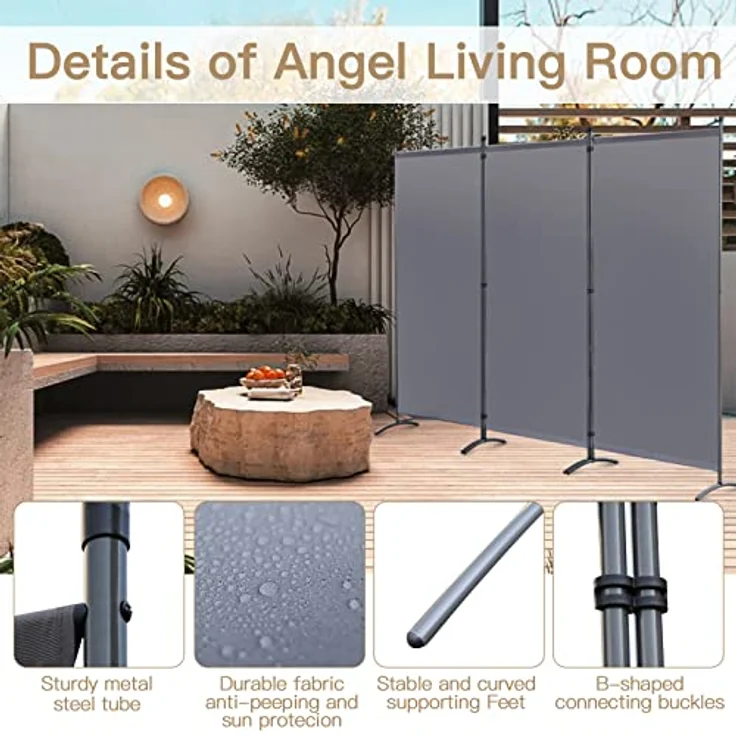 Angel Living Paravent Sichtschutz Balkonsichtschutz Paravent Raumteiler Trennwand (3 St), Garten Paravent 3 teilig, 243(B) x 50(T)x 169(H)cm – Bild 5