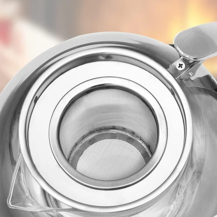 Teekanne mit Teesieb aus Edelstahl / Glas 1,2 Liter – Bild 3