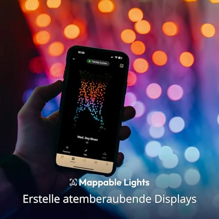 Twinkly Curtain 400 LED RGB+Weiß, LED-Lichterkette für Drinnen und Draußen, Smarte Lichter, RGB und Weiß, Kompatibel mit Alexa, Google Home, IP44, App-Steuerung, Transparentes Kabel, 3x2 m – Bild 4