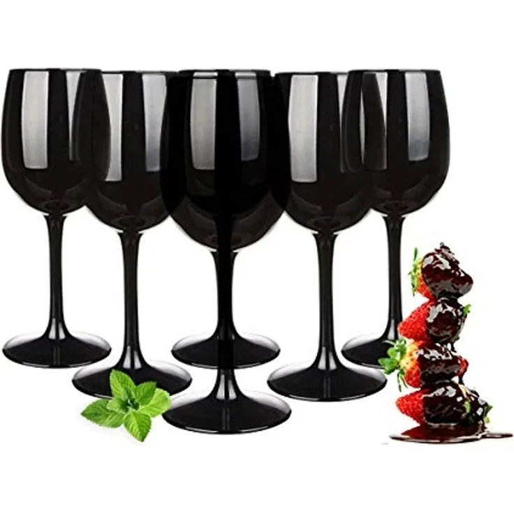 Weingläser Set 300ml im 6er-Pack Schwarze Rotweingläser Weißweingläser Weinkelch