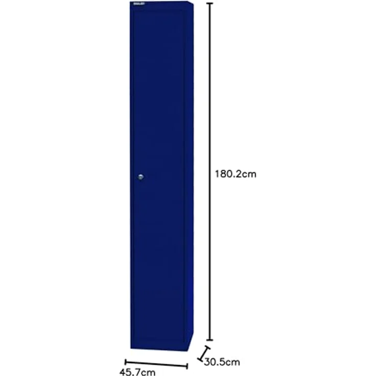 Bisley Garderobenschrank Office mit Schloss aus Stahlblech, 1 Fach mit Hutboden & Kleiderstange - Kleiderspind abschließbar, Spind Tiefe: 45,7 cm - Farbe: oxfordblau, CLK181-639 – Bild 3