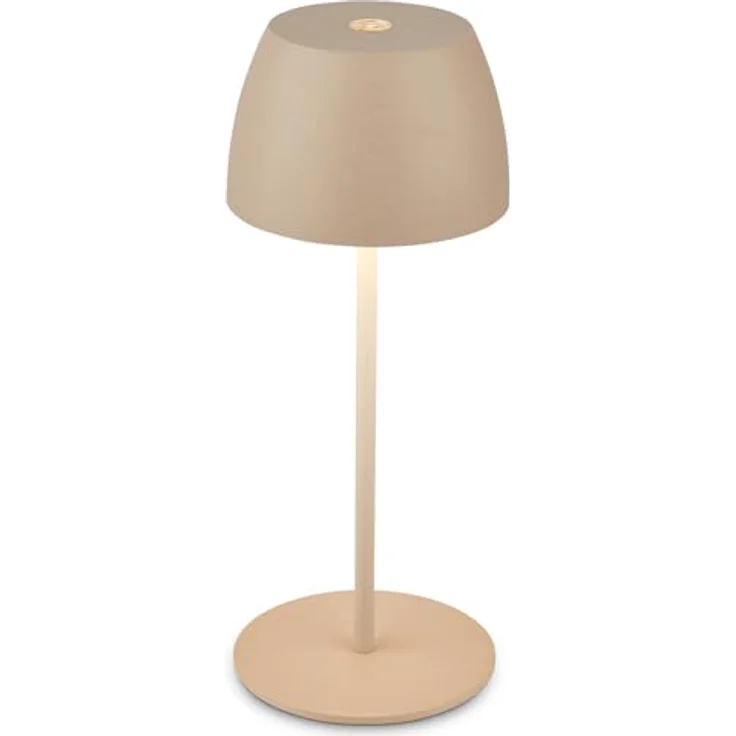 BRILONER - Mini LED Tischlampe kabellos IP44 mit Touch, stufenlos dimmbar, Akku & Lichtquelle tauschbar, Nachttischlampe, Dekolampe, LED Lampe, Akku Tischleuchte, Outdoorlampe, 8x20 cm (DxH), Beige – Bild 2