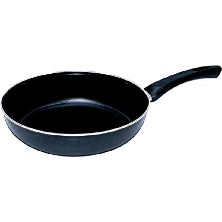 Riess Nouvelle Black Magic 28cm, extra starke Emaille Pfanne mit Stahl-Wärmespeicherboden, schwarz