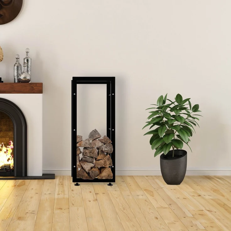 DELUKE® Kaminholzregal innen Metall SATLO - für Feuerholz Brennholzregal innen Kaminholzständer Kaminholzhalter Feuerholzregal InnenSchwarz, 25x40x100cm – Bild 4