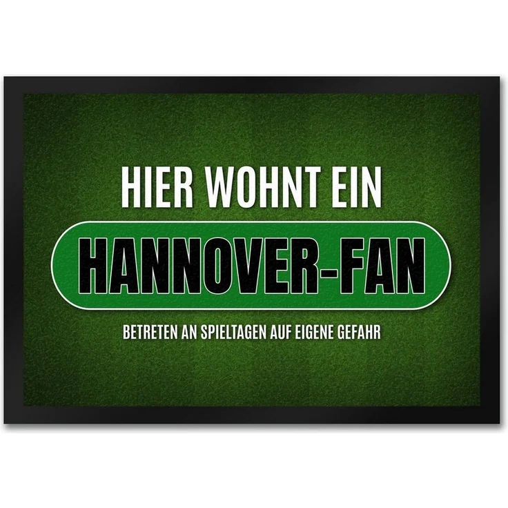 speecheese Fußmatte Hier wohnt ein Hannover Fan Fußmatte mit Rasen Motiv Fußball Stadion – Bild 3