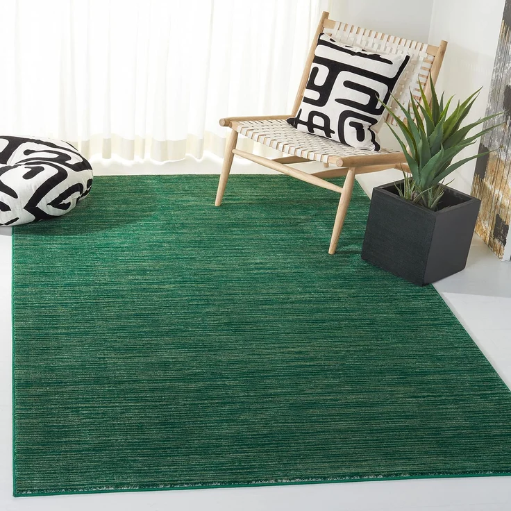 SAFAVIEH Modern Teppich für Wohnzimmer, Esszimmer, Schlafzimmer - Vision Collection, Kurzer Flor, Grün, 200 X 200 cm