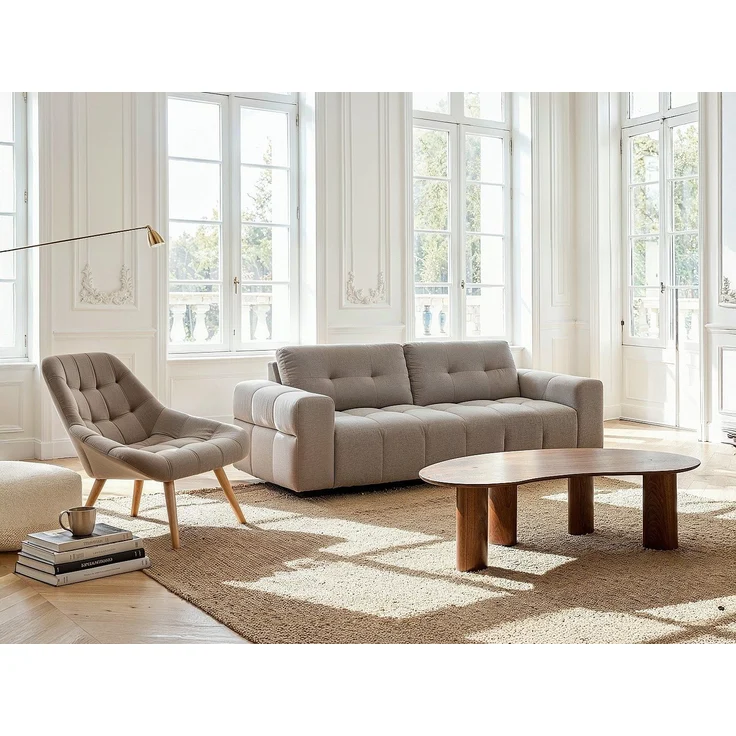 Vente-unique - LUOSTO - Sessel mit gerader Rückenlehne - Holz, Platte - Holz - Beige - 87 x 79 x 83 cm – Bild 6