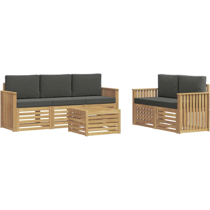vidaXL Outdoor-Sofagarnitur 6 stk. 5-Sitzer Weiß und Anthrazit 3391392 – Bild 2