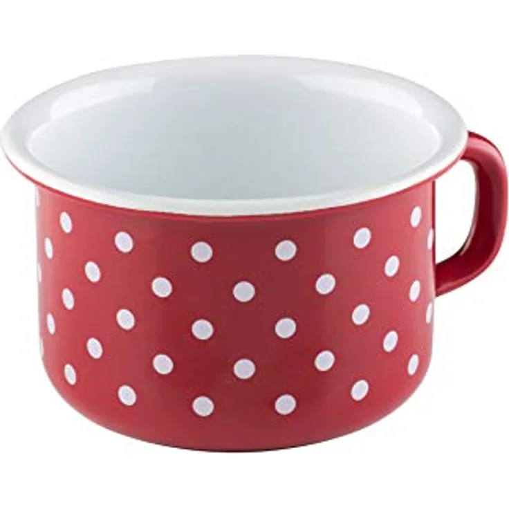 Riess Kaffeeschale Ø10cm 0,4 Liter Emaille Country Pünktchen rot