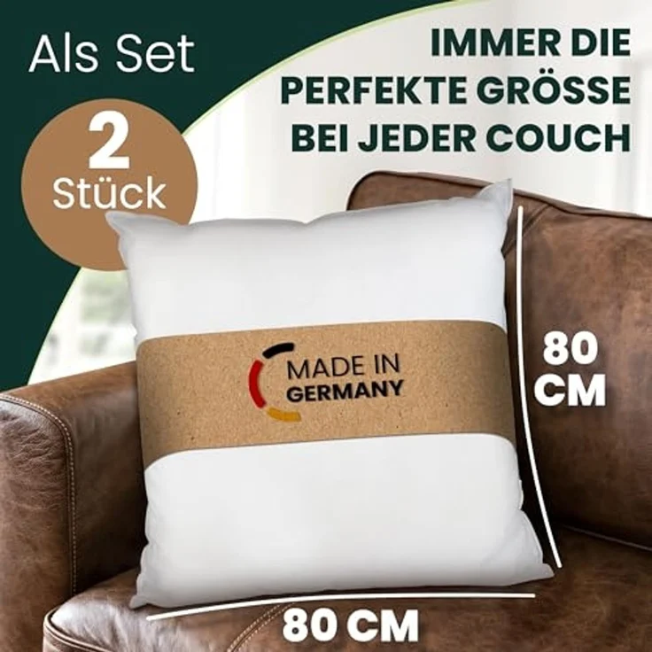 Waidmeister Kopfkissen Kopfkissen 80x80 cm 2er Set Weiches & Bequemes Mikrofaser Schlafkissen – Bild 2