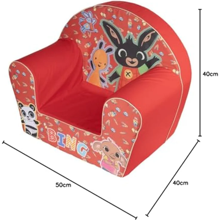Bing Kindersessel – bequem und sicher, lustiges Design mit Bing und Flop – perfekt für Kinderzimmer und Spiel-Ecken (rot) – Bild 11