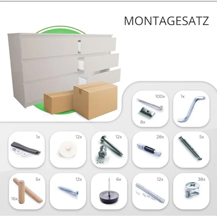 CDF Kommode Malwa M6 140 | Farbe: Kaschmir (beige) | Schrank für Dokumente, Kleinigkeiten | Ideal für Wohnzimmer, Schlafzimmer, Kinderzimmer, Jugendzimmer und Büro | 6 geräumige Schubladen – Bild 7