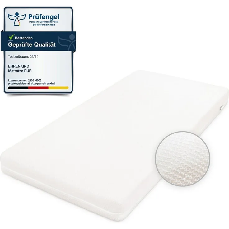 Babymatratze Pur, Babymatratze für Babybett, Baby Matratze, Ehrenkind, 8 cm hoch, (gratis Versand, Härtegrad (Weich - Mittelweich), Belastbarkeit: 30 kg