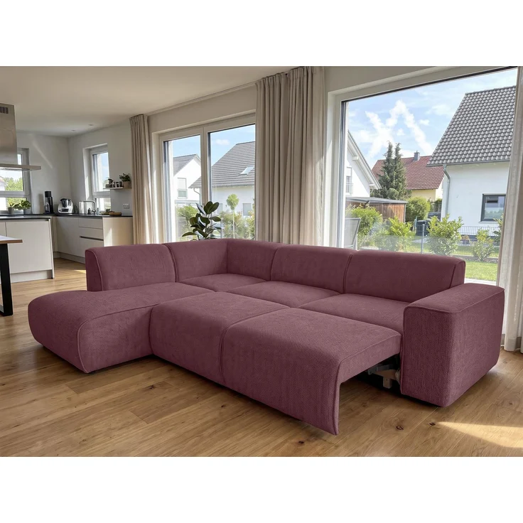 AX LIVING Wohnlandschaft mit Schlaffunktion Ruyam Altrosa Sofa L – Bild 2