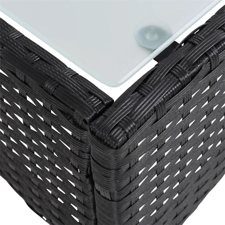 Polyrattan Beistelltisch Loungetisch Rattan Gartentisch Balkontisch Schwarz – Bild 7