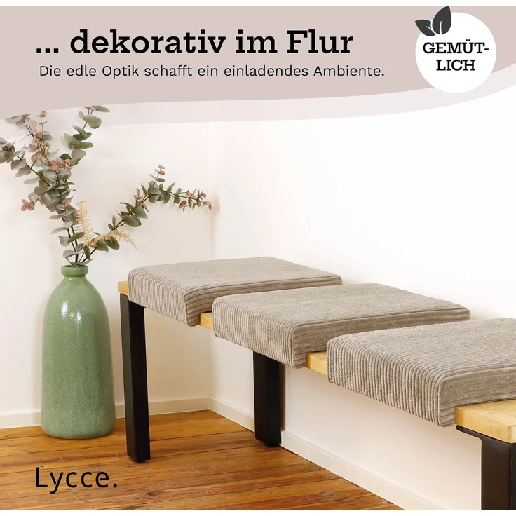 Lycce Bankauflage Klemmkissen mit Leiste - Cord, Polsterung, rutschfest Taupe 8x40x38cm – Bild 7
