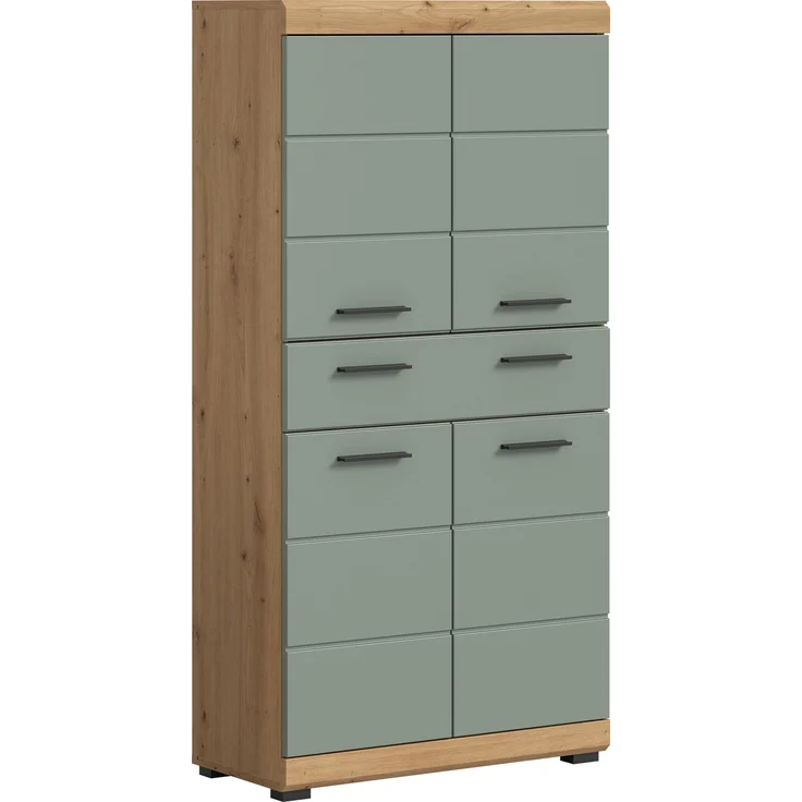 Xonox Scout Badmidischrank (B/H/T: 74x141x31 cm) in Salbei und Artisan Eiche Nachbildung – Bild 1