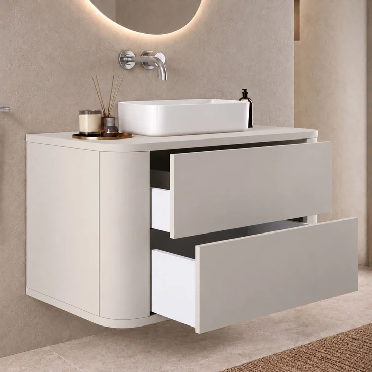 Badplaats Waschtischunterschrank Como 80 cm – Beige – Hängend mit 2 Schubladen – Bild 3