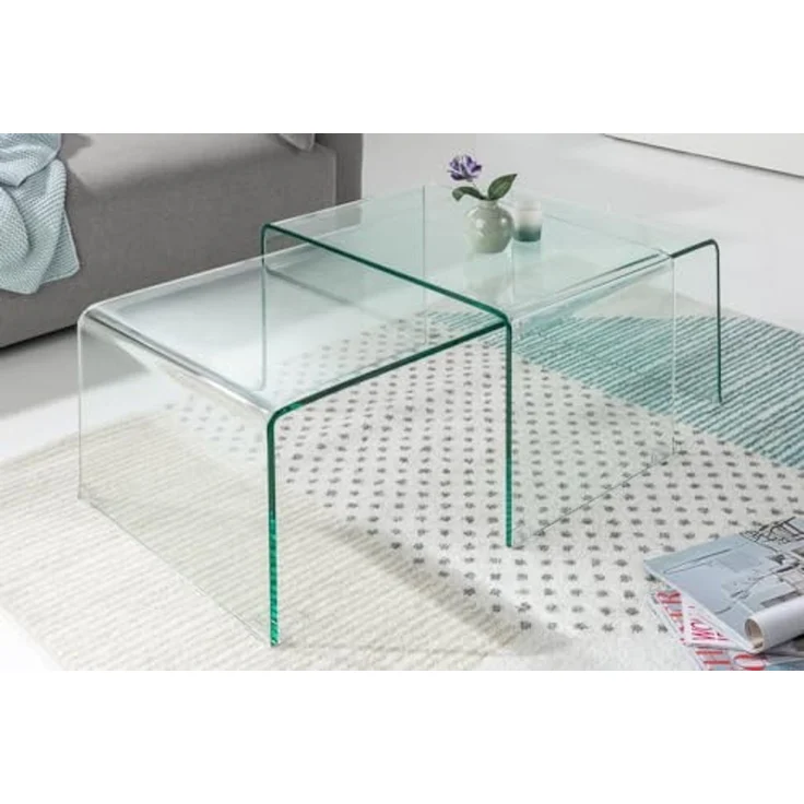 riess-ambiente Couchtisch FANTOME 100cm transparent · Wohnzimmertische aus Glas (Set, 2-St), eckig · Sicherheitsglas (tempered glass) · Modern Design – Bild 2