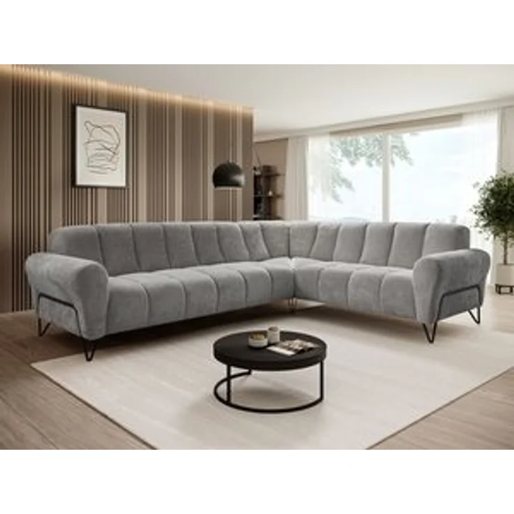 Beautysofa Ecksofa mit Metallbeine in schwarzer VOLARE L, mit höchstem Sitzkomfort, ohne Schlaffunktion – Bild 6