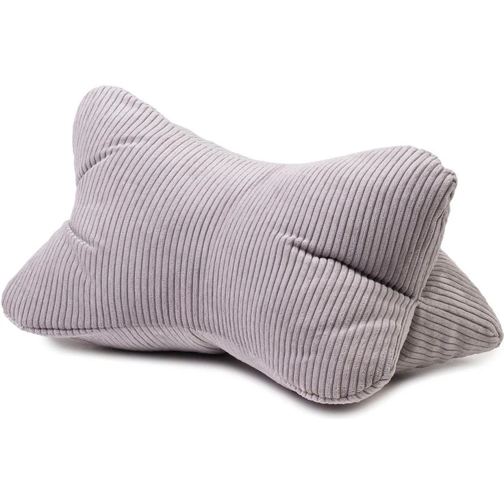 Gözze - Leseknochen Capri, Nackenkissen in Feincord-Optik, Lese- und Relaxkissen für Nacken und Rücken, 40x25 cm - Silber – Bild 1