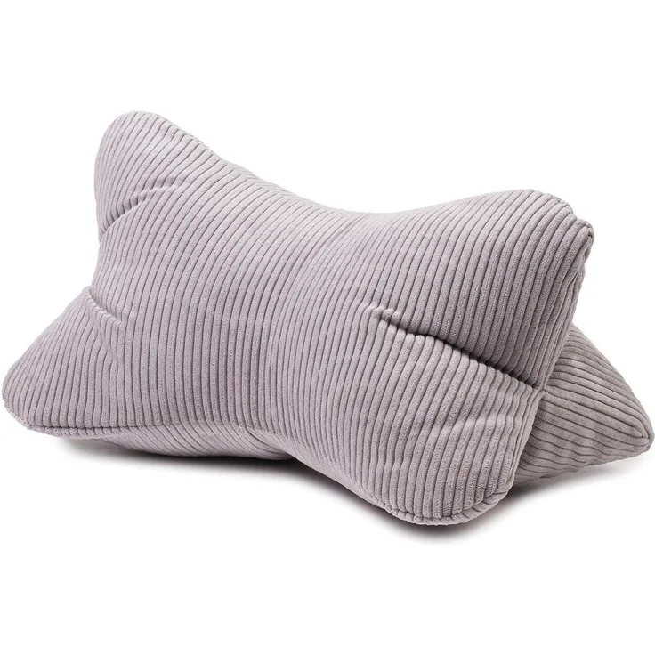 Gözze - Leseknochen Capri, Nackenkissen in Feincord-Optik, Lese- und Relaxkissen für Nacken und Rücken, 40x25 cm - Silber
