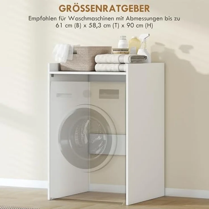 HOMCOM Waschmaschinenumbauschrank Badezimmerschrank (Badezimmerschrank, 1-St, Aufbewahrungsschrank) Waschmaschinenschrank mit Arbeitsplatte – Bild 5