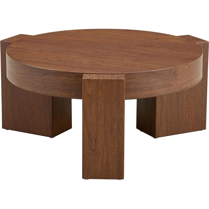DESVIAE Couchtisch-Set 2-tlg. mit Sicherheitsglas Ø61x30 cm, MDF in Nussbaumoptik, braun – Bild 8