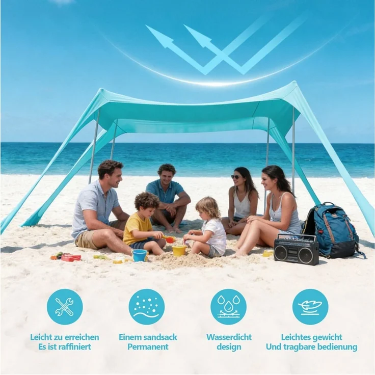 Youyijia Sonnenschirm Sonnenschutz Strandzelt mit Strand Sonnensegel – Bild 2
